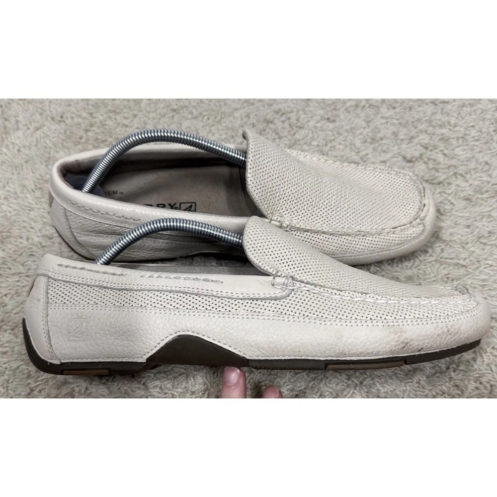 Sperry Top-Sider Pilot Collection Cream Perforated Slip On Loafers Boat Shoes 12 - Picture 6 of 13